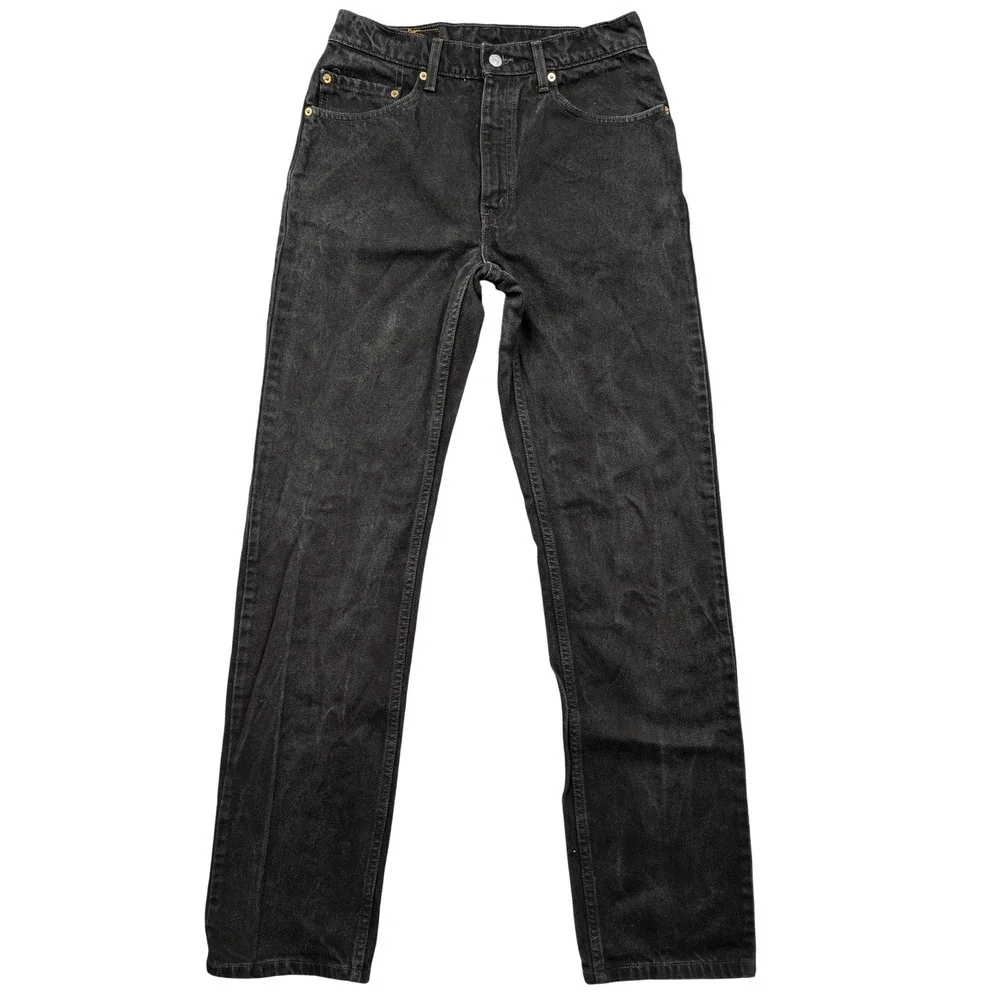 Levis 505 Jeans Mens 33x34 Black Regular Fit Straight Leg Denim Dark Wash Pants